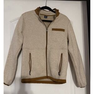 George Sherpa Fleece Jacket Mens Small‎ Beige Full Zip Warm Casual Coat